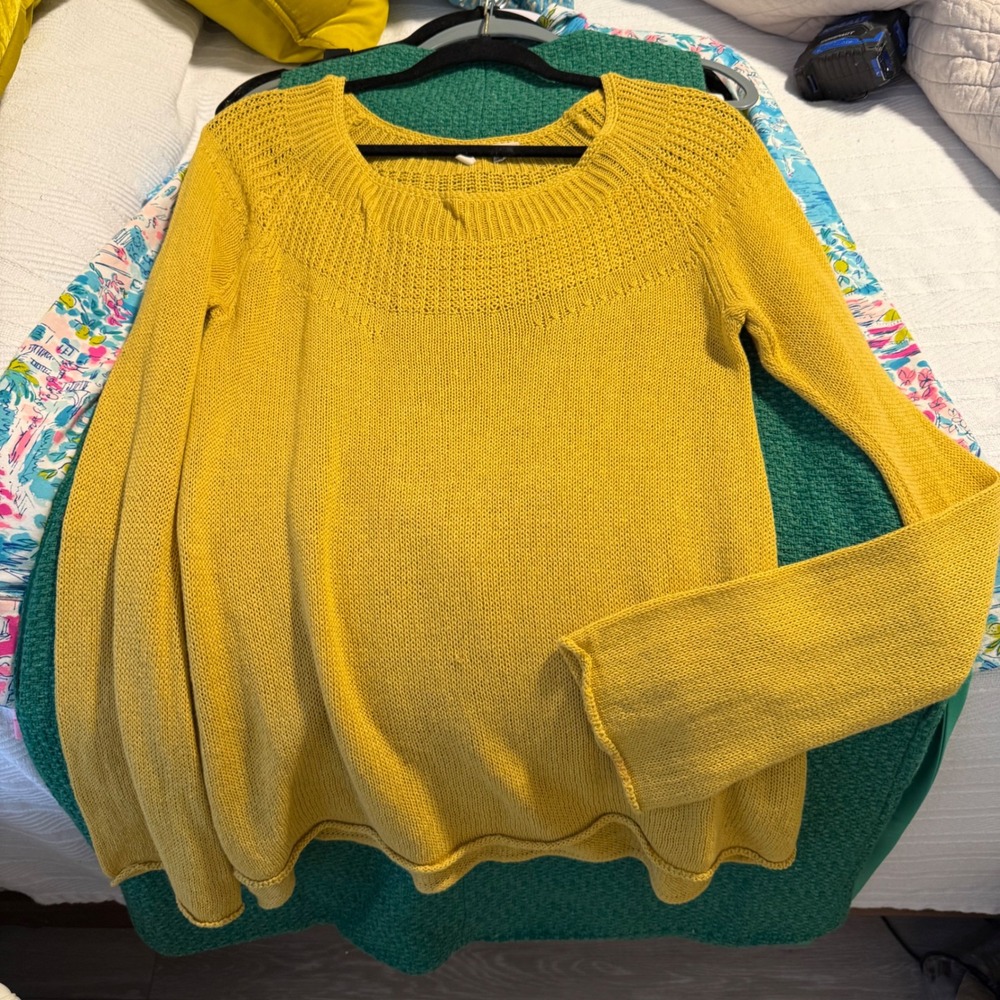 Anthropologie Moth Mila‎ Linen Pullover Sweater Blouse Top Yellow Gold mustard S